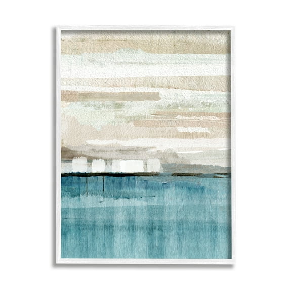 Stupell Industries Modern Sea Landscape Abstract Painting White Framed Art Print Wall Art, 11 x 14