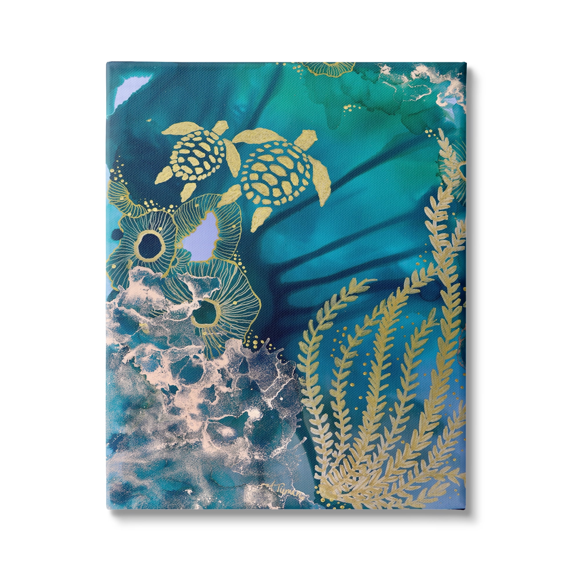 Stupell Industries Modern Sea Life Patterns Abstract Painting Gallery Wrapped Canvas Art Print Wall Art, 36 x 48