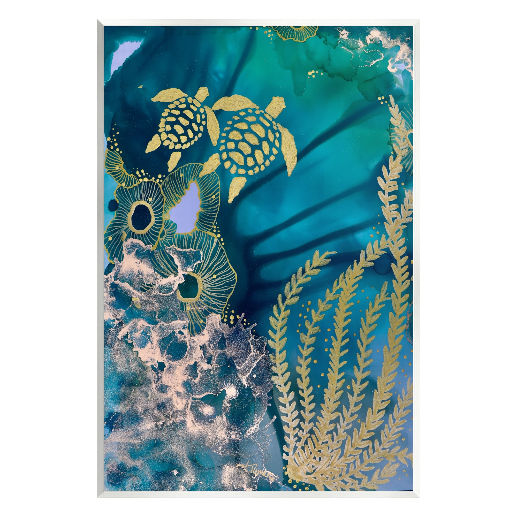 Stupell Industries Modern Sea Life Patterns Abstract Painting Unframed Art Print Wall Art, 10 x 15