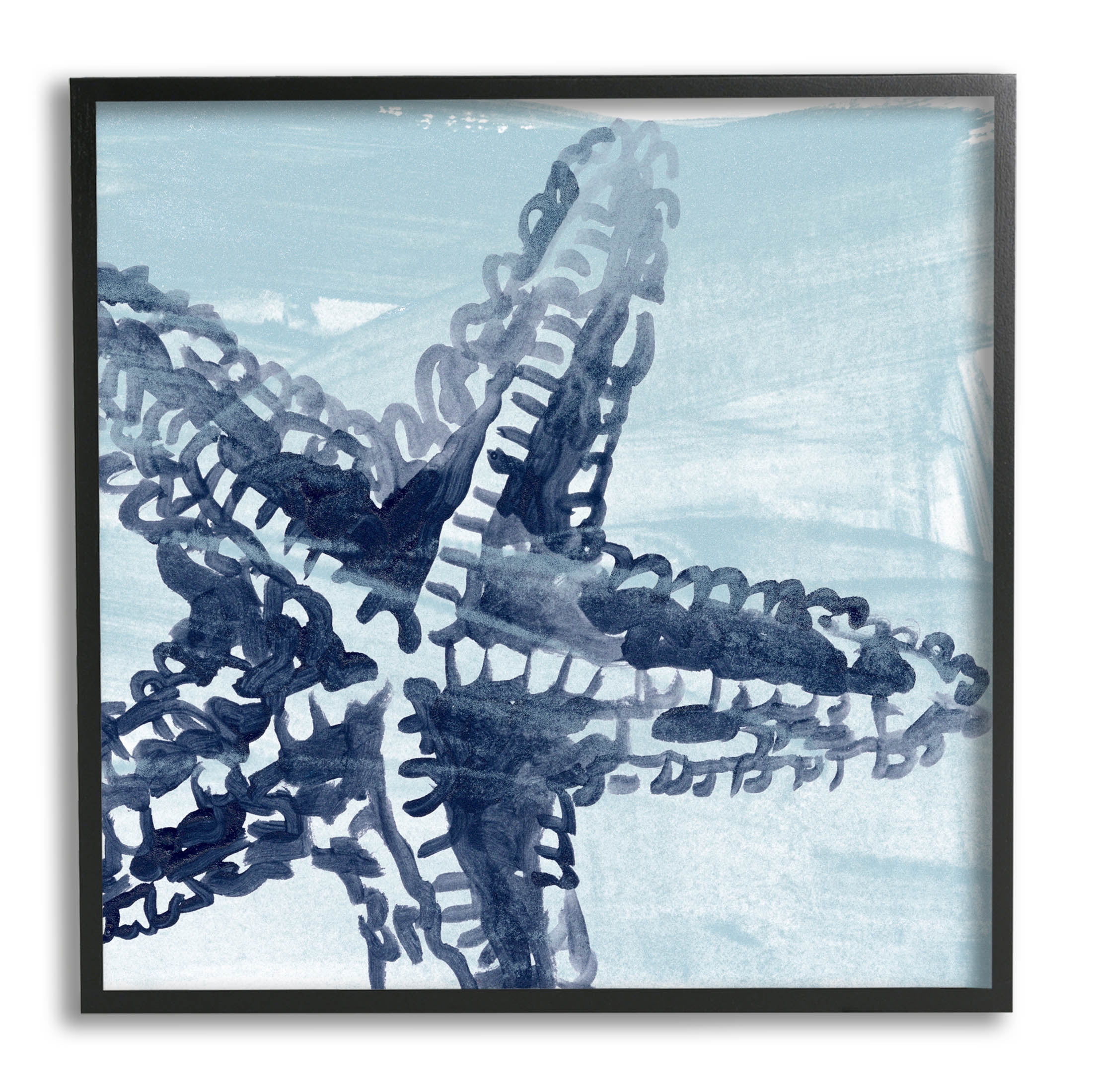 Stupell Industries Modern Sea Life Starfish Graphic Art Black Framed Art Print Wall Art, Design by June Erica Vess
