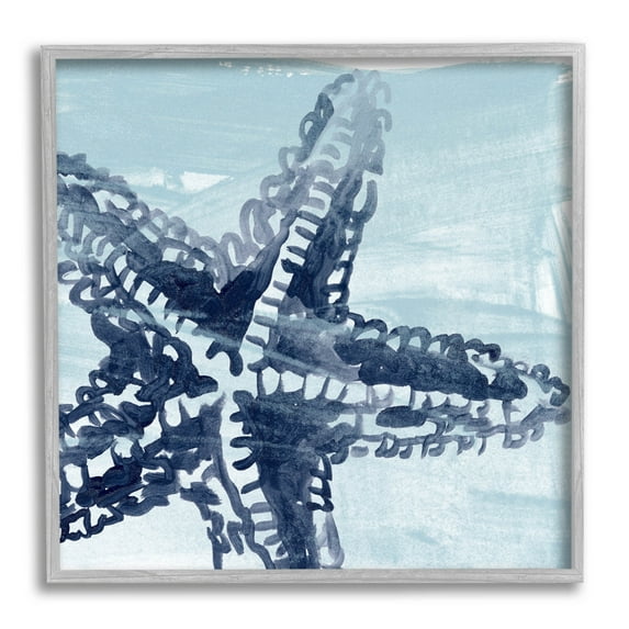 Stupell Industries Modern Sea Life Starfish Graphic Art Gray Framed Art Print Wall Art, Design by June Erica Vess