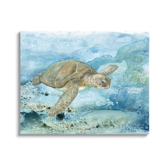 Stupell Industries Modern Sea Turtle Splash Animals & Insects Painting Gallery Wrapped Canvas Print Wall Art, 40 x 30