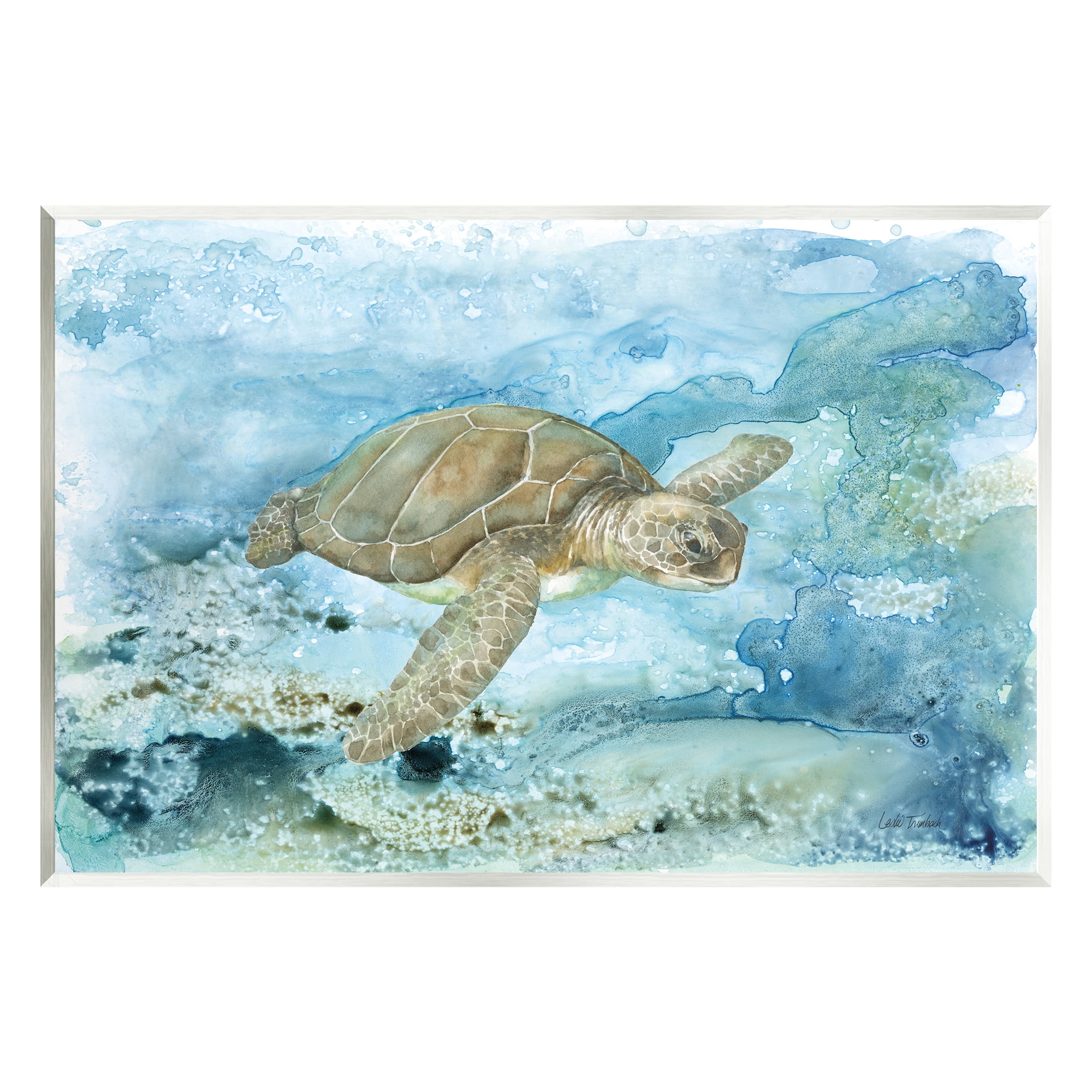 Stupell Industries Modern Sea Turtle Splash Animals & Insects Painting Unframed Art Print Wall Art, 19 x 13
