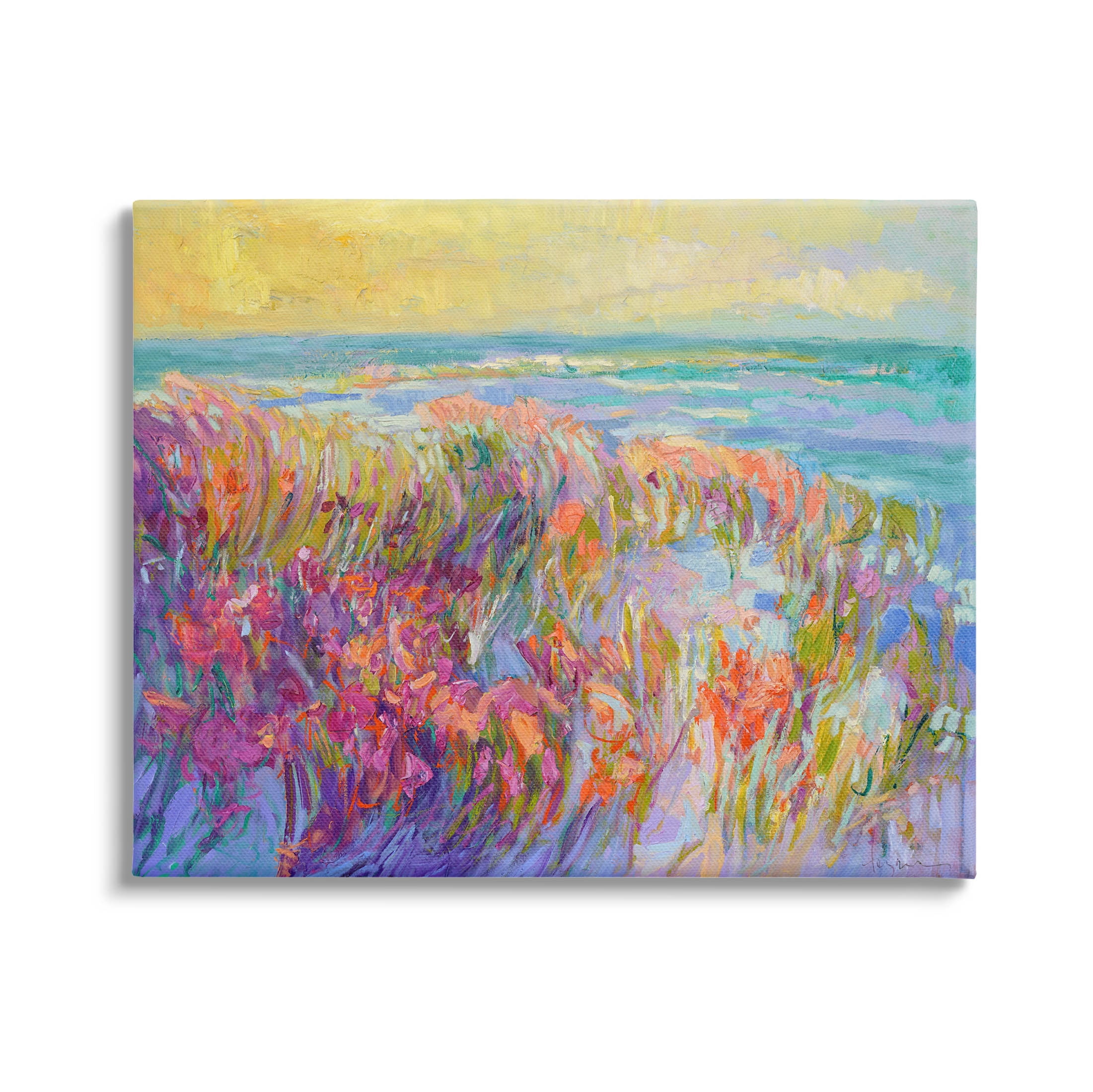 Stupell Industries Modern Seaside Flower Meadow Painting Gallery Wrapped Canvas Print Wall Art, Design by Dorothy Fagan