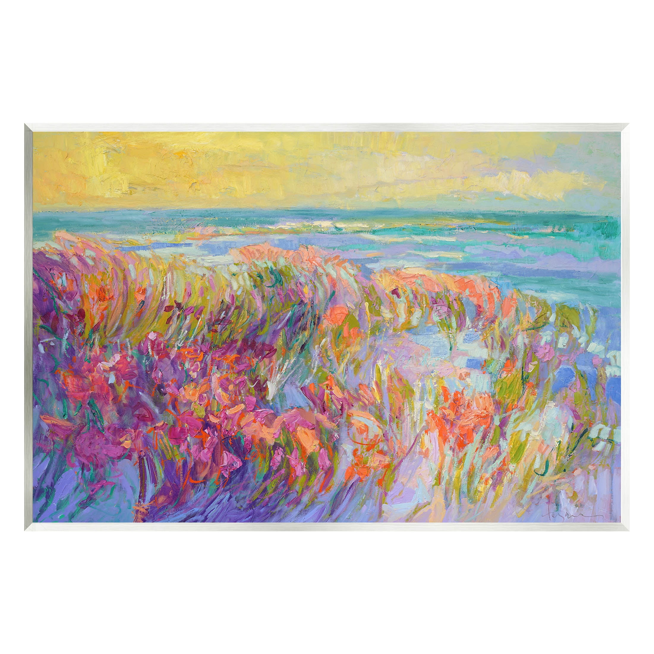 Stupell Industries Modern Seaside Flower Meadow Painting Unframed Art Print Wall Art, Design by Dorothy Fagan