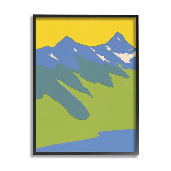 Stupell Industries Modern Seaside Mountain Range Graphic Art Black Framed Art Print Wall Art, Design by Jacob Green