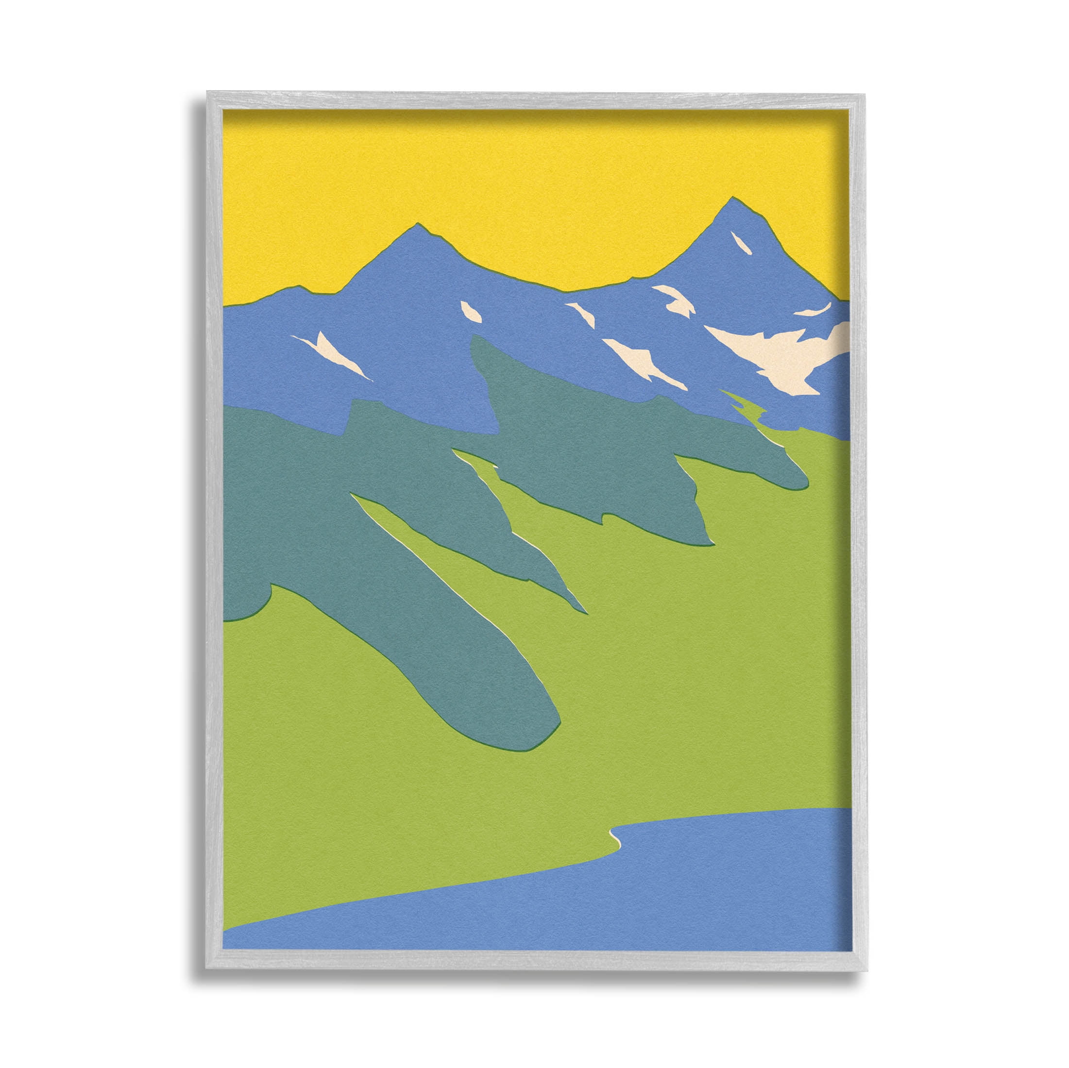 Stupell Industries Modern Seaside Mountain Range Graphic Art Gray Framed Art Print Wall Art, Design by Jacob Green