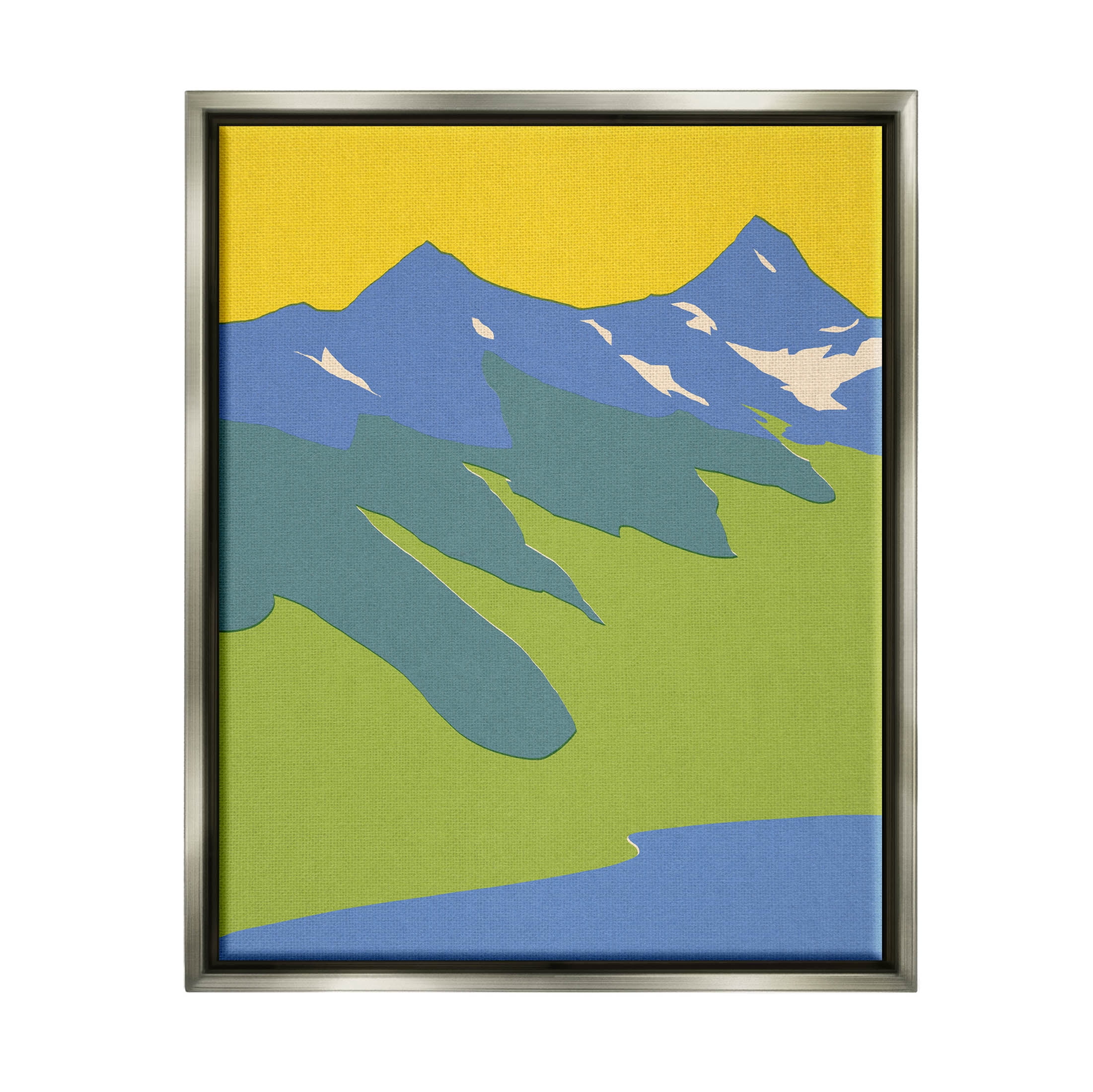 Stupell Industries Modern Seaside Mountain Range Graphic Art Luster Gray Floating Framed Canvas Print Wall Art, Design by Jacob Green