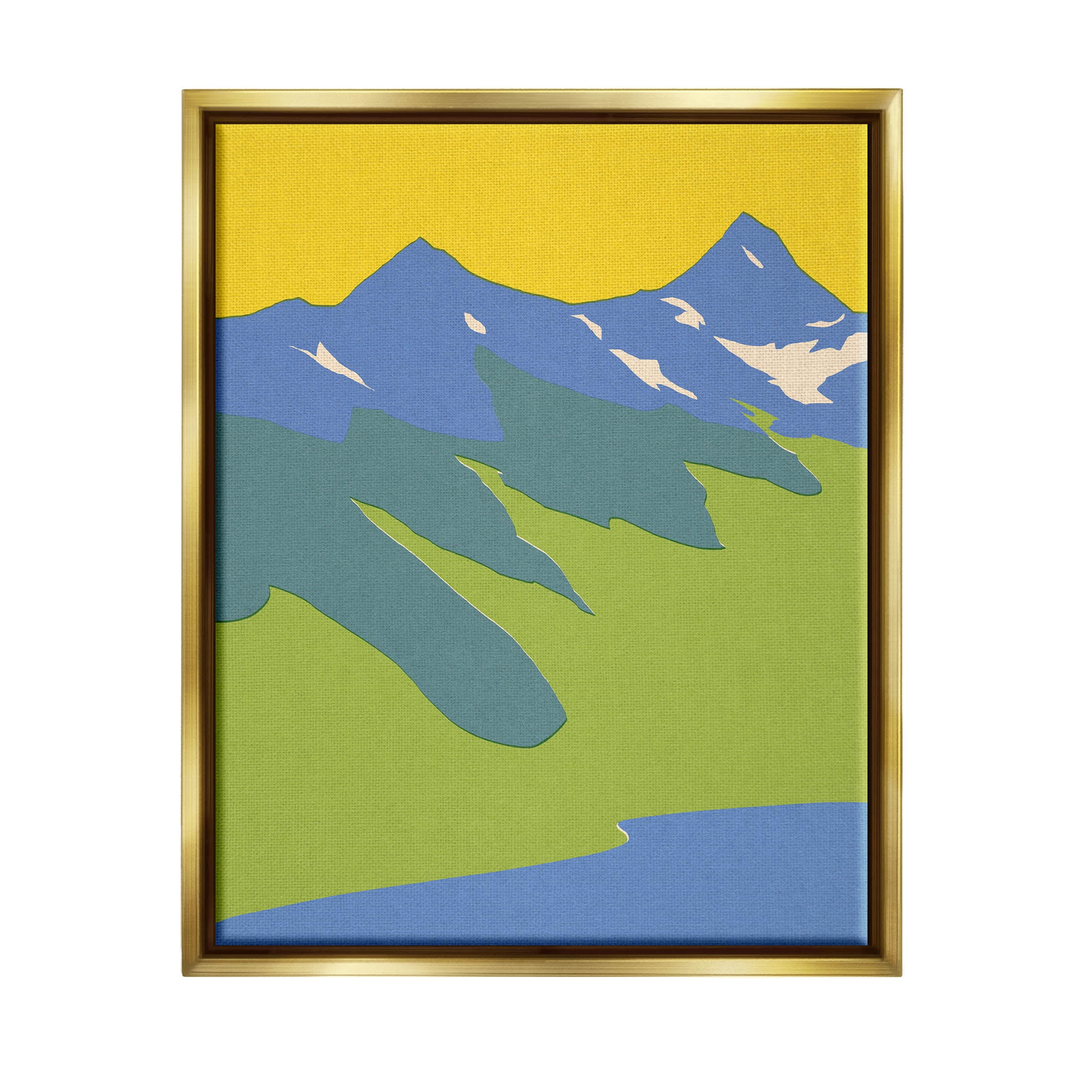 Stupell Industries Modern Seaside Mountain Range Graphic Art Metallic Gold Floating Framed Canvas Print Wall Art, Design by Jacob Green