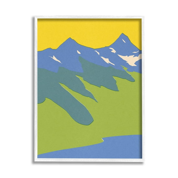 Stupell Industries Modern Seaside Mountain Range Graphic Art White Framed Art Print Wall Art, Design by Jacob Green