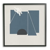 Stupell Industries Modern Shape Collage Minimal Blue Geometric Abstraction Abstract Painting Black Framed Art Print Wall Art, 12 x 12