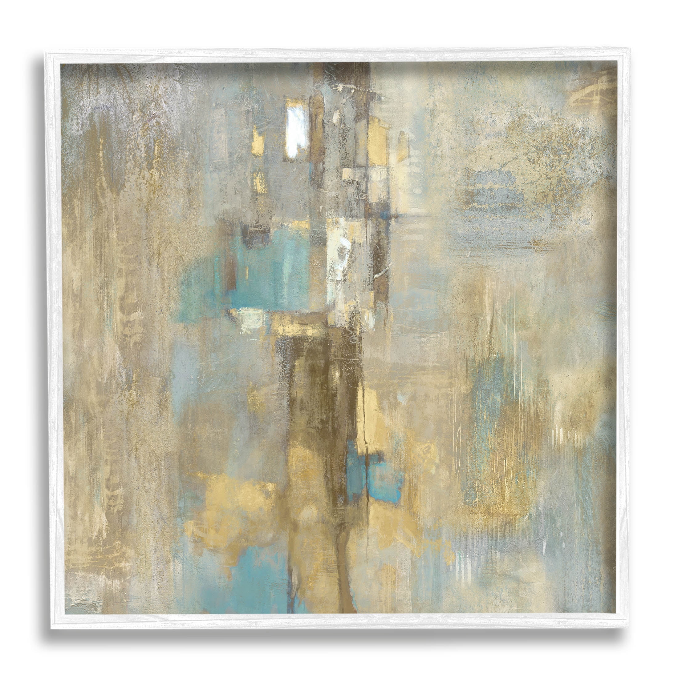 Stupell Industries Modern Shapes Composition Painting White Framed Art Print Wall Art, Design by Justin Turner