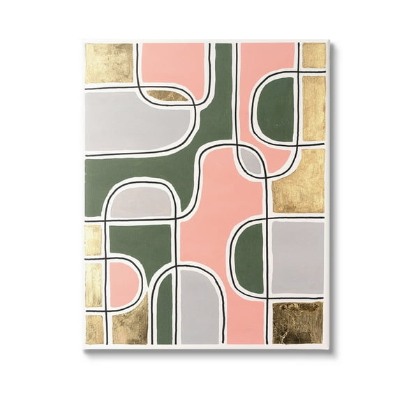 Stupell Industries Modern Shapes & Glam Abstract Painting Gallery Wrapped Canvas Art Print Wall Art, 16 x 20