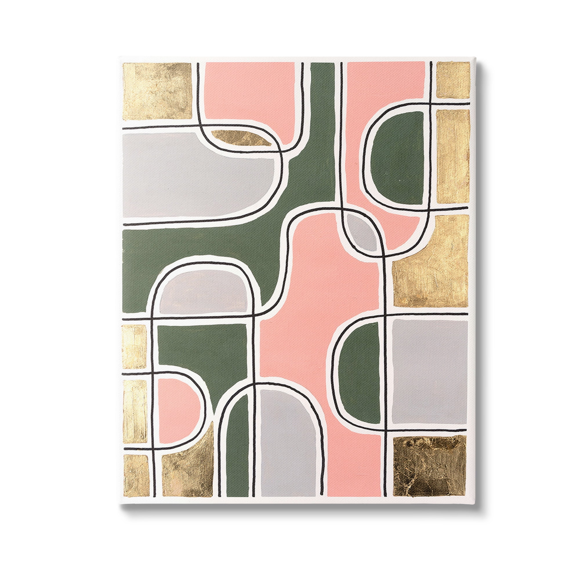 Stupell Industries Modern Shapes & Glam Abstract Painting Gallery Wrapped Canvas Art Print Wall Art, 36 x 48