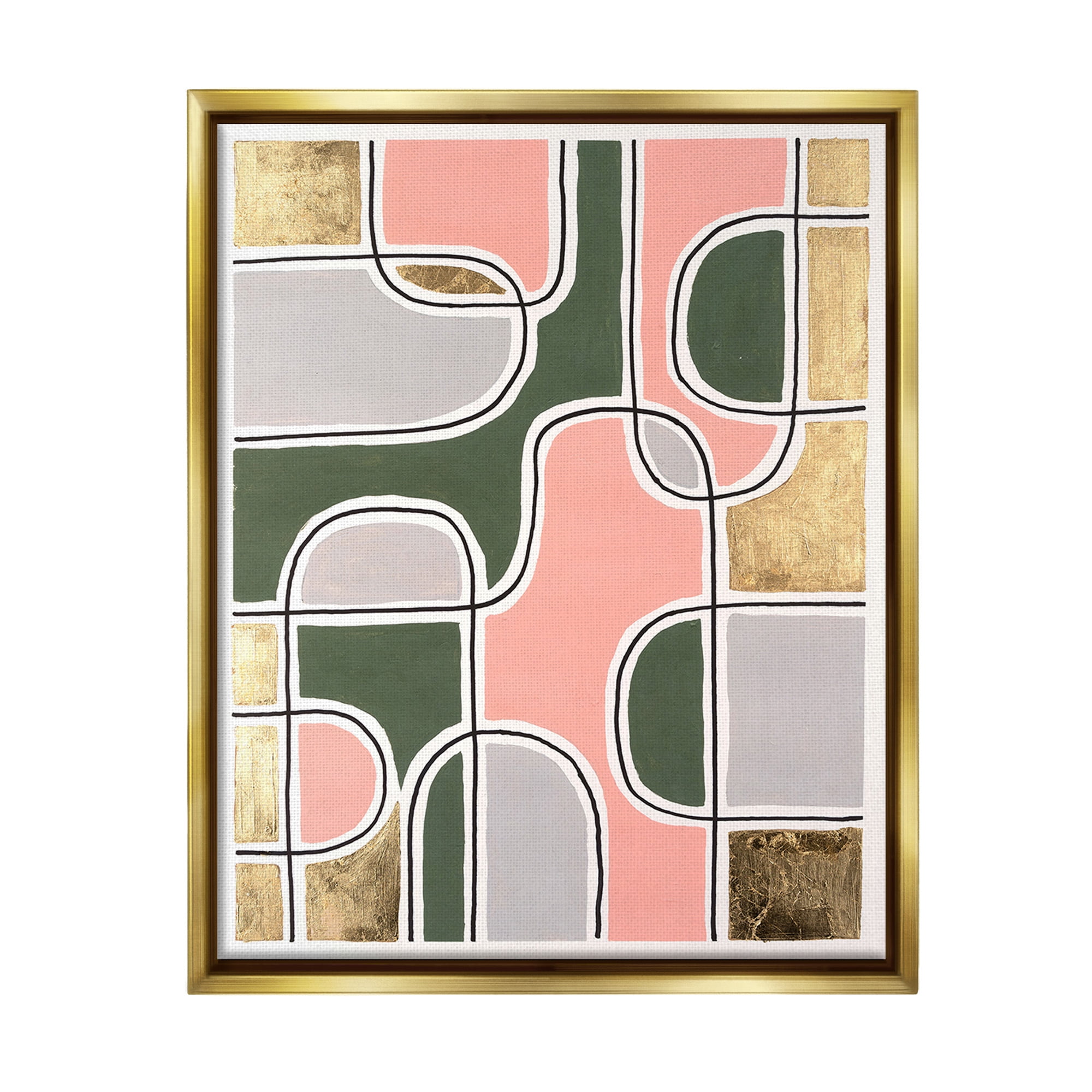 Modern Abstract Canvas Print with Gold Frame, 17 x 21