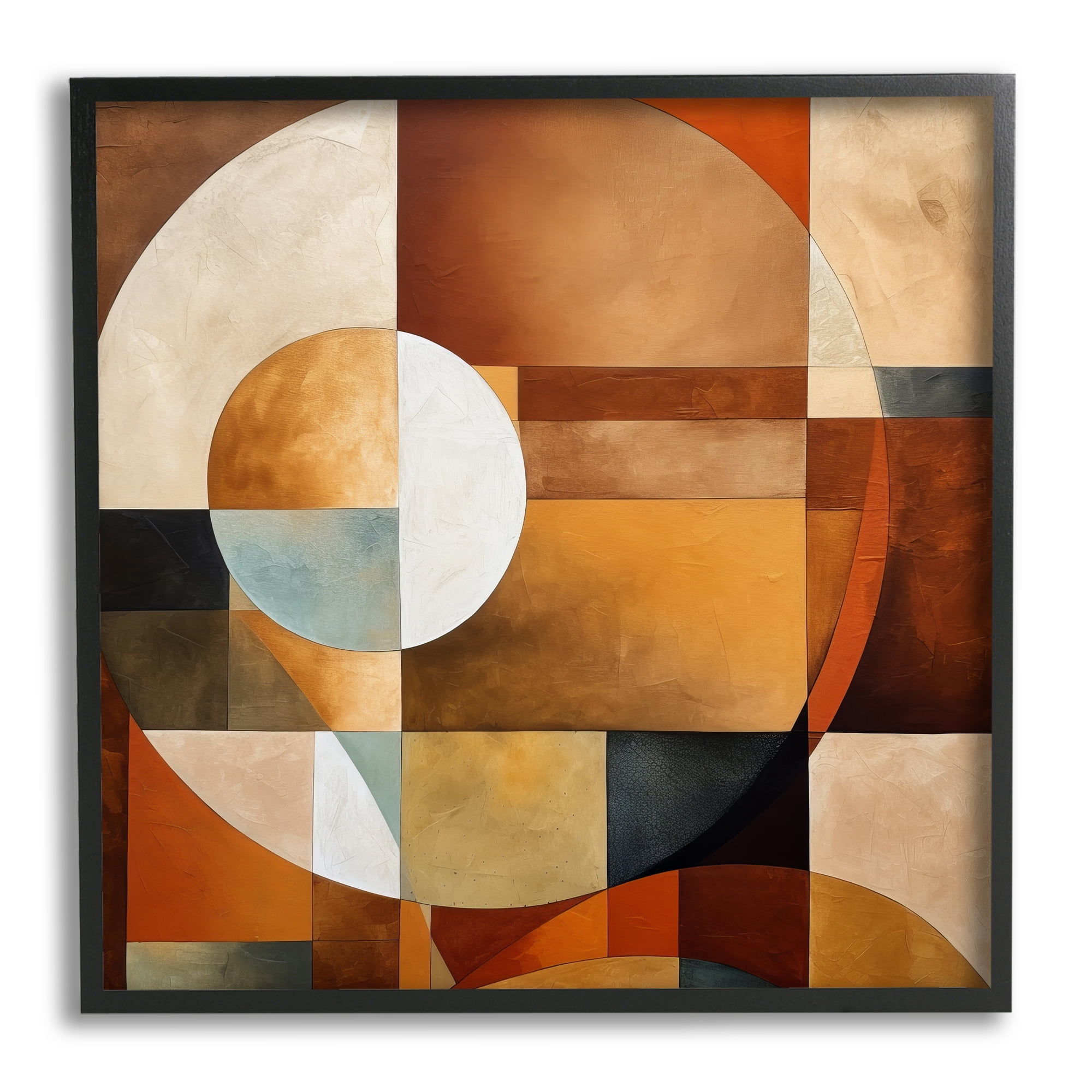 Stupell Industries Modern Shapes Pattern Abstract Painting Black Framed Art Print Wall Art, 24 x 24