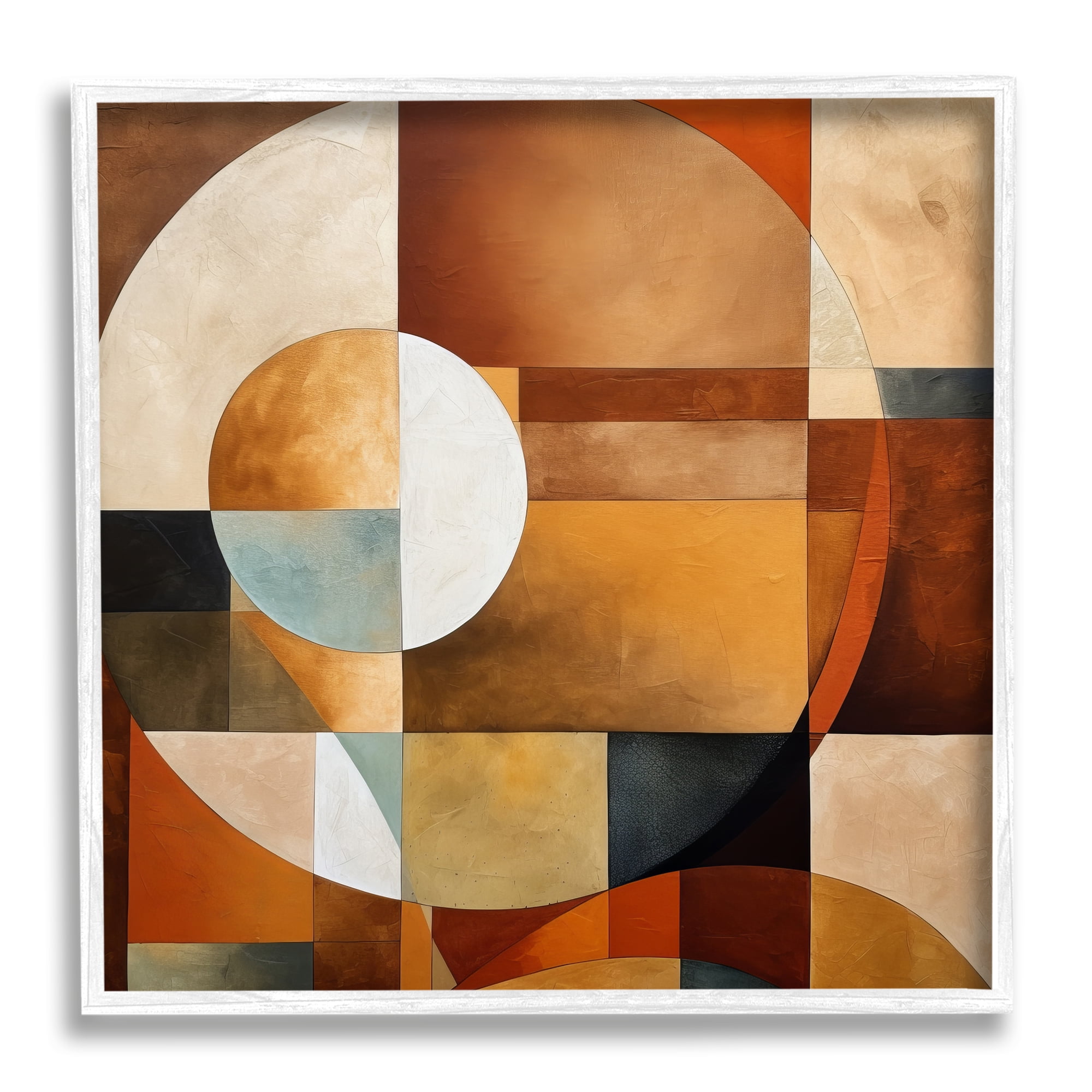 Stupell Industries Modern Shapes Pattern Abstract Painting White Framed Art Print Wall Art, 12 x 12