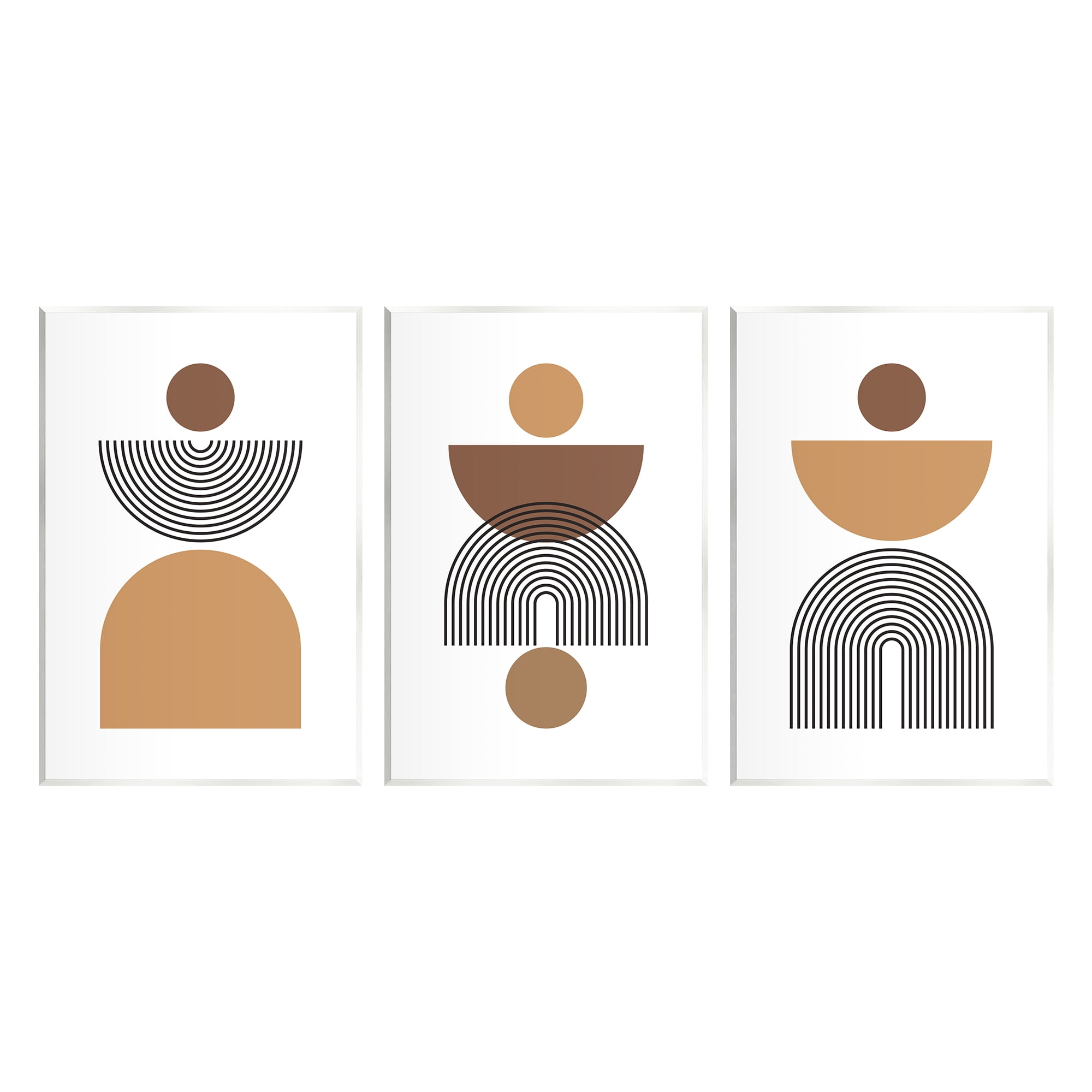 Stupell Industries Modern Shapes on White Abstract Painting Unframed Art Print Wall Art, 13 x 19, Set of 3
