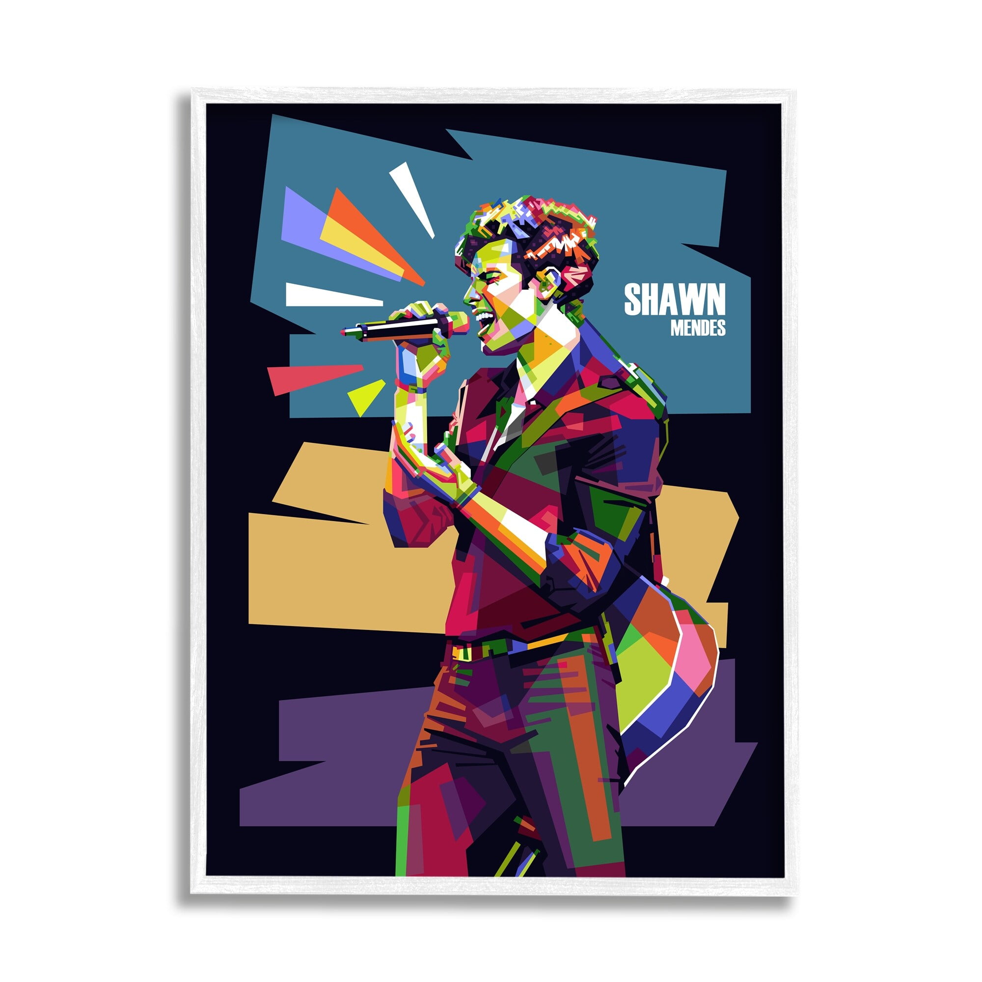 Stupell Industries Modern Shawn Mendes Abstract Portrait Bold Geometric Pattern, 16 x 20, Design by Birch&Ink