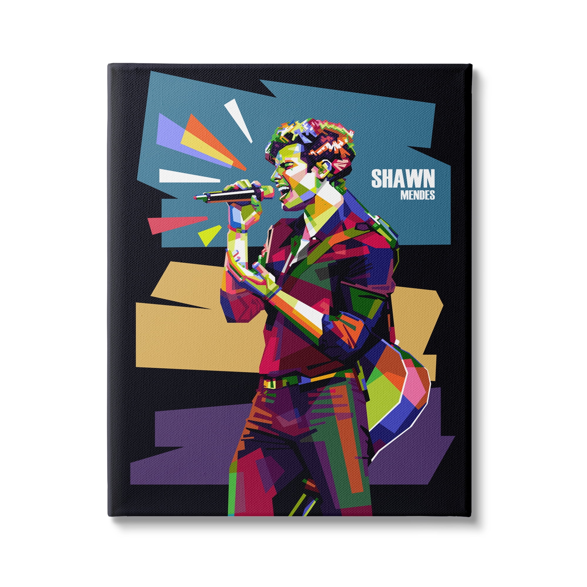 Stupell Industries Modern Shawn Mendes Abstract Portrait Bold Geometric Pattern, 36 x 48, Design by Birch&Ink