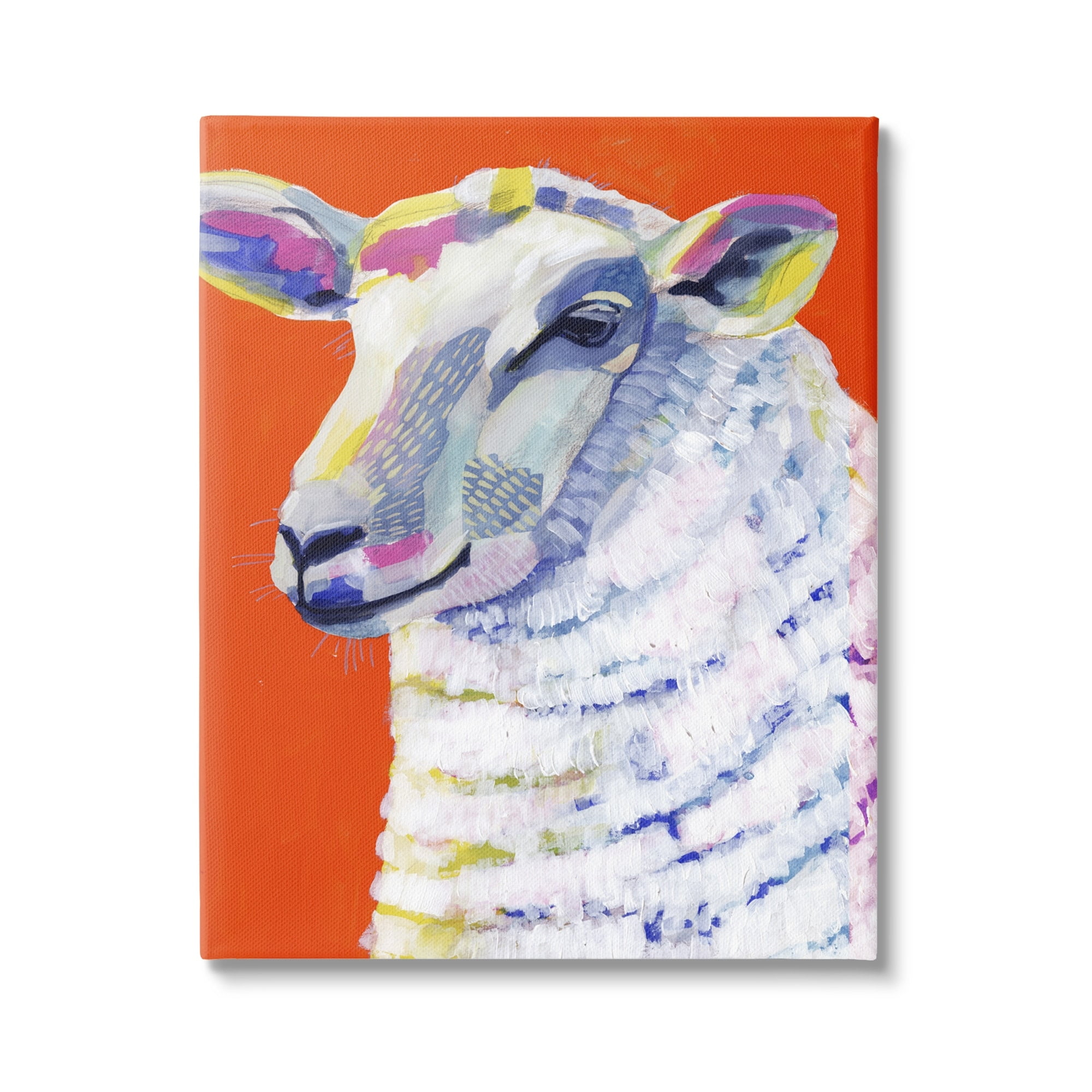 Stupell Industries Modern Sheep Bold Red Painting Animals & Insects Painting Gallery Wrapped Canvas Print Wall Art