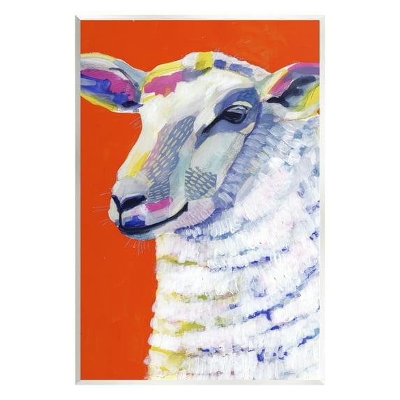 Stupell Industries Modern Sheep Bold Red Painting Animals & Insects Painting Unframed Art Print Wall Art
