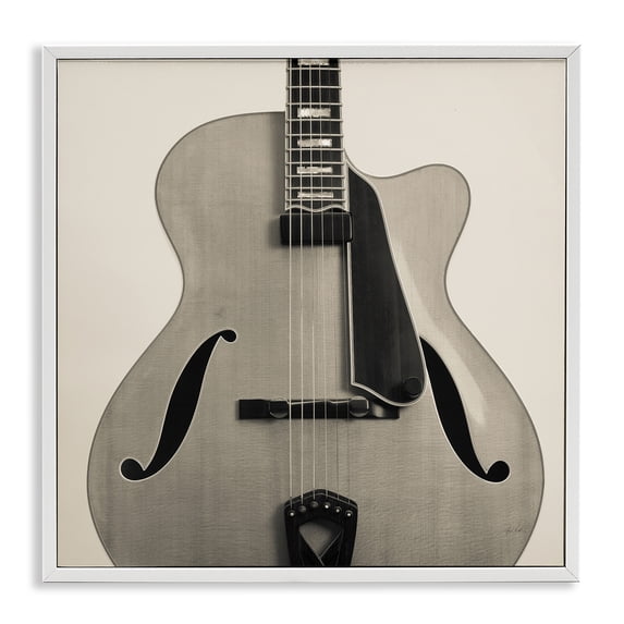 Stupell Industries Modern Simple Chic Guitar White Framed Giclee Art, 17 x 17, by Deborah Revell