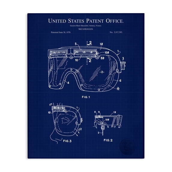 Stupell Industries Modern Ski Goggles Blueprint Canvas Art, 16 x 20, by Karl Hronek