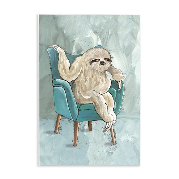 Stupell Industries Modern Modern Sloth Sitting Down Satirical Animal Wall Plaque Art, 10 x 15, by Cindy Jacobs