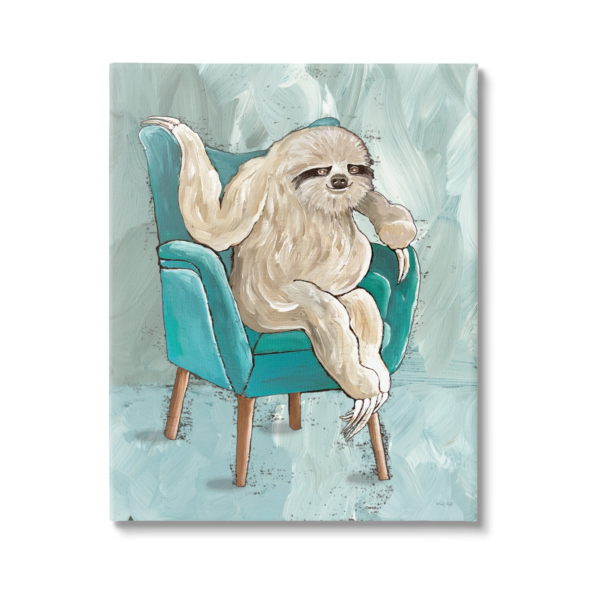Stupell Industries Modern Sloth Sitting Down Satirical Animal Painting,24 x 30, Design by Cindy Jacobs
