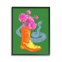 Stupell Industries Modern Snake & Boot Botanical & Floral Painting Black Framed Art Print Wall Art, 11 x 14