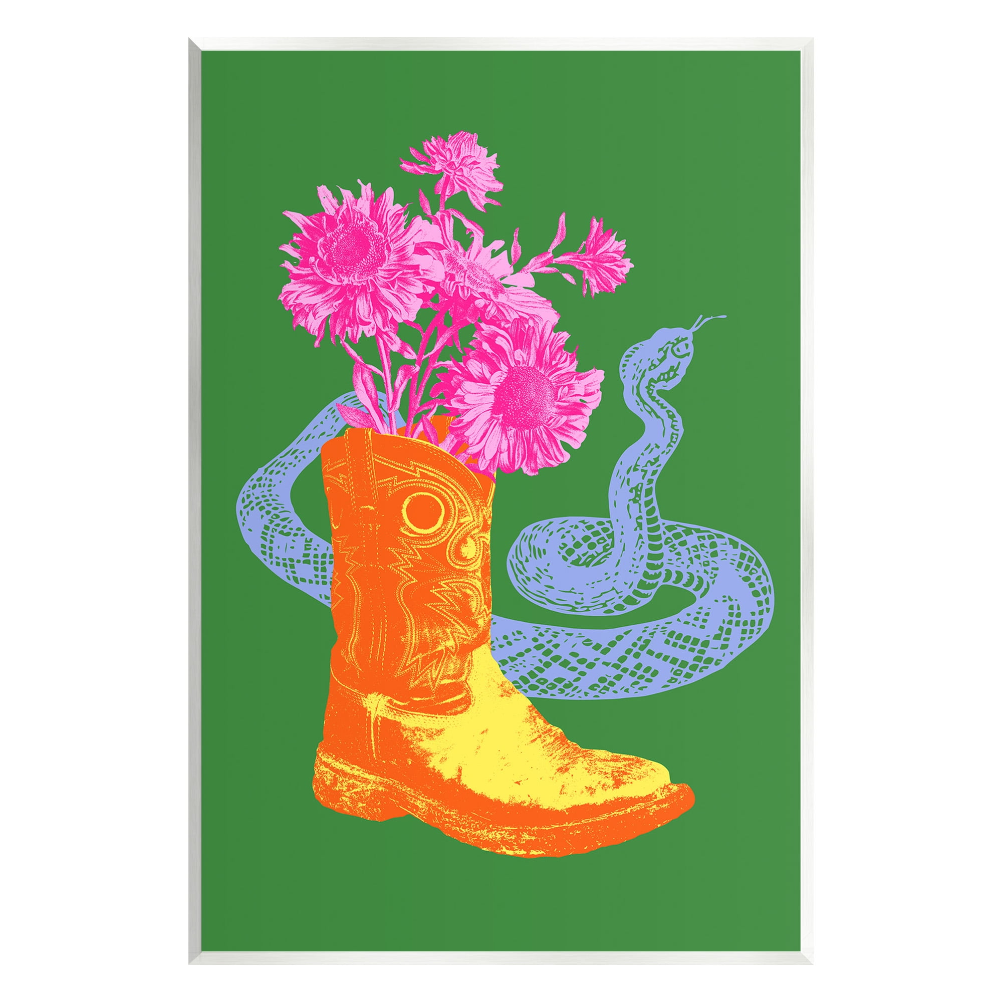 Stupell Industries Modern Snake & Boot Botanical & Floral Painting Unframed Art Print Wall Art, 13 x 19