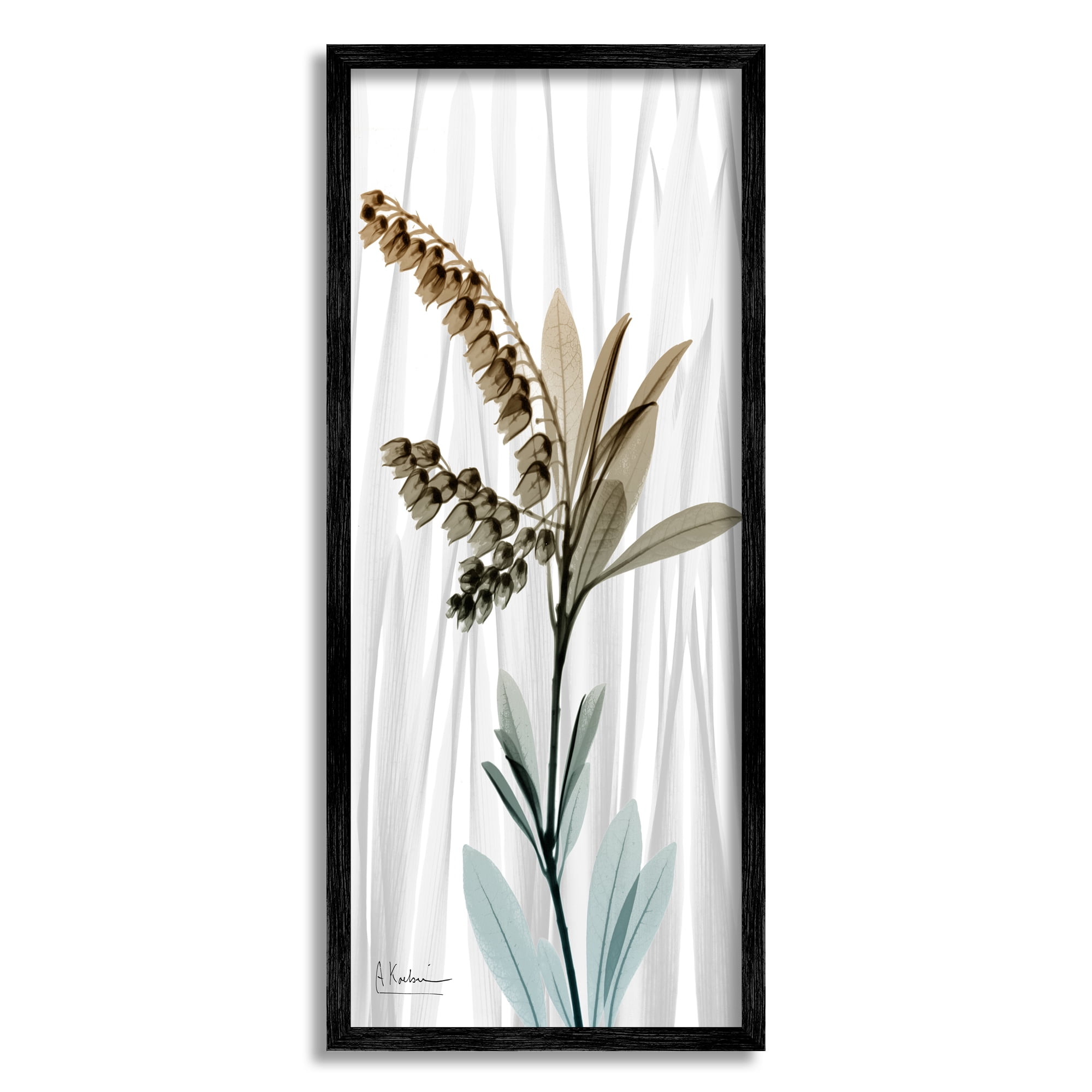 Stupell Industries Modern Snowdrops Flower Botanical & Floral Painting Black Framed Art Print Wall Art, 13 x 30