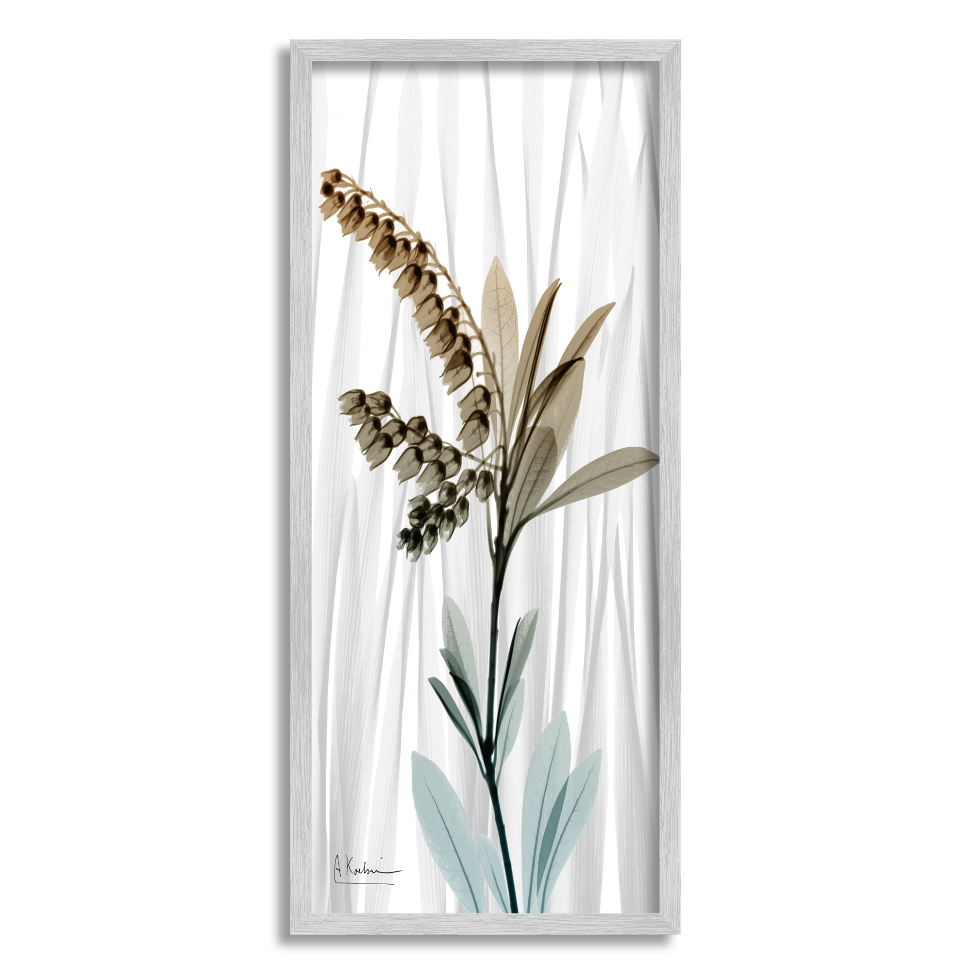 Stupell Industries Modern Snowdrops Flower Botanical & Floral Painting Gray Framed Art Print Wall Art, 10 x 24