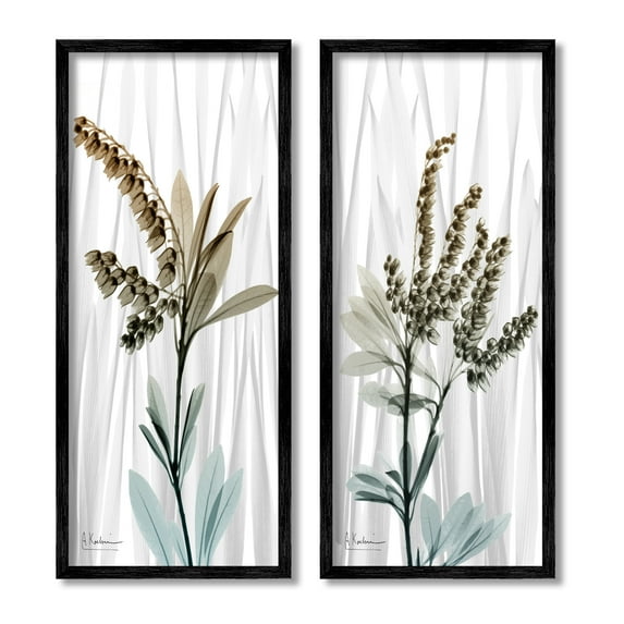 Stupell Industries Modern Snowdrops Flowers Botanical & Floral Painting Black Framed Art Print Wall Art, 13 x 30, Set of 2