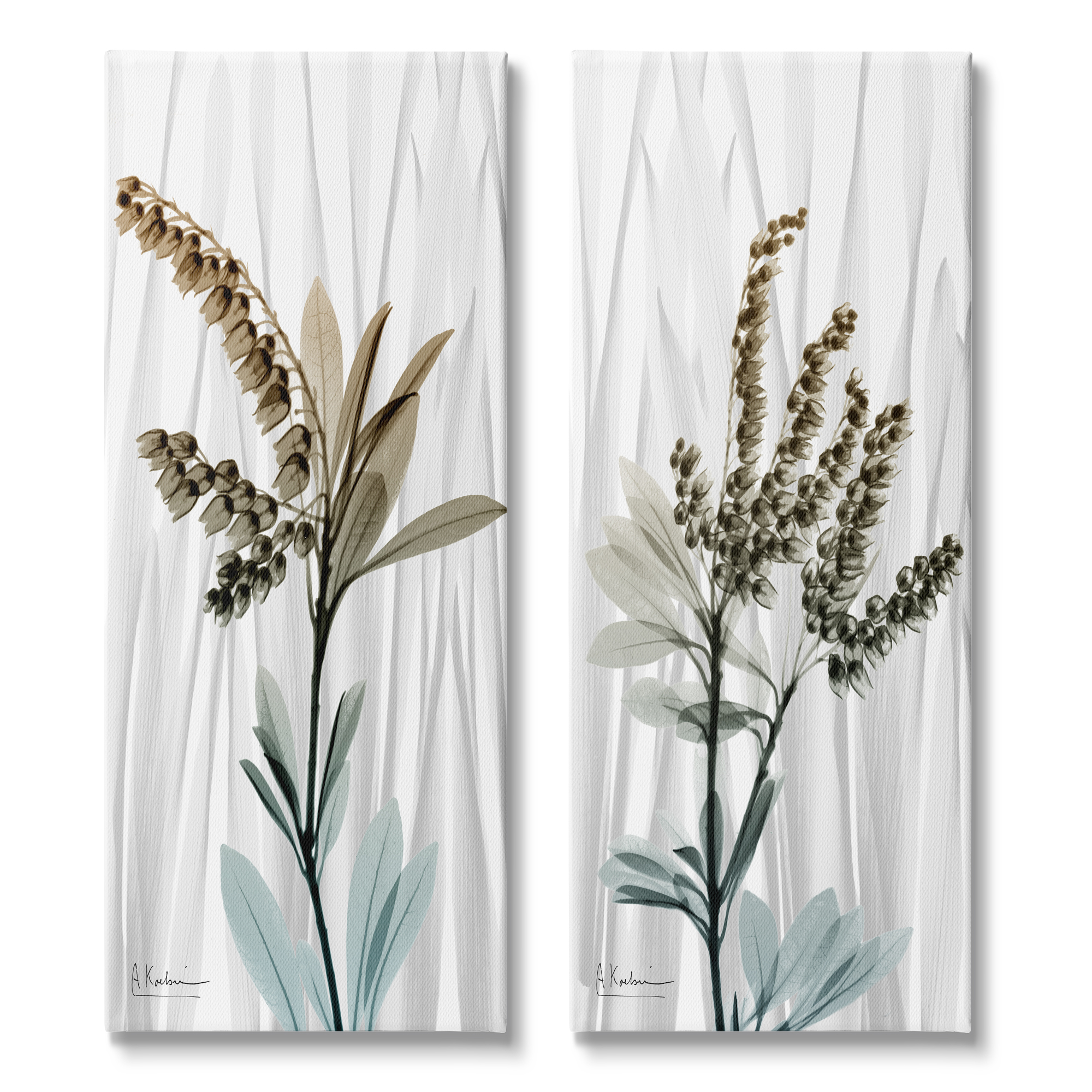 Stupell Industries Modern Snowdrops Flowers Botanical & Floral Painting Gallery Wrapped Canvas Print Wall Art, 10 x 24, Set of 2