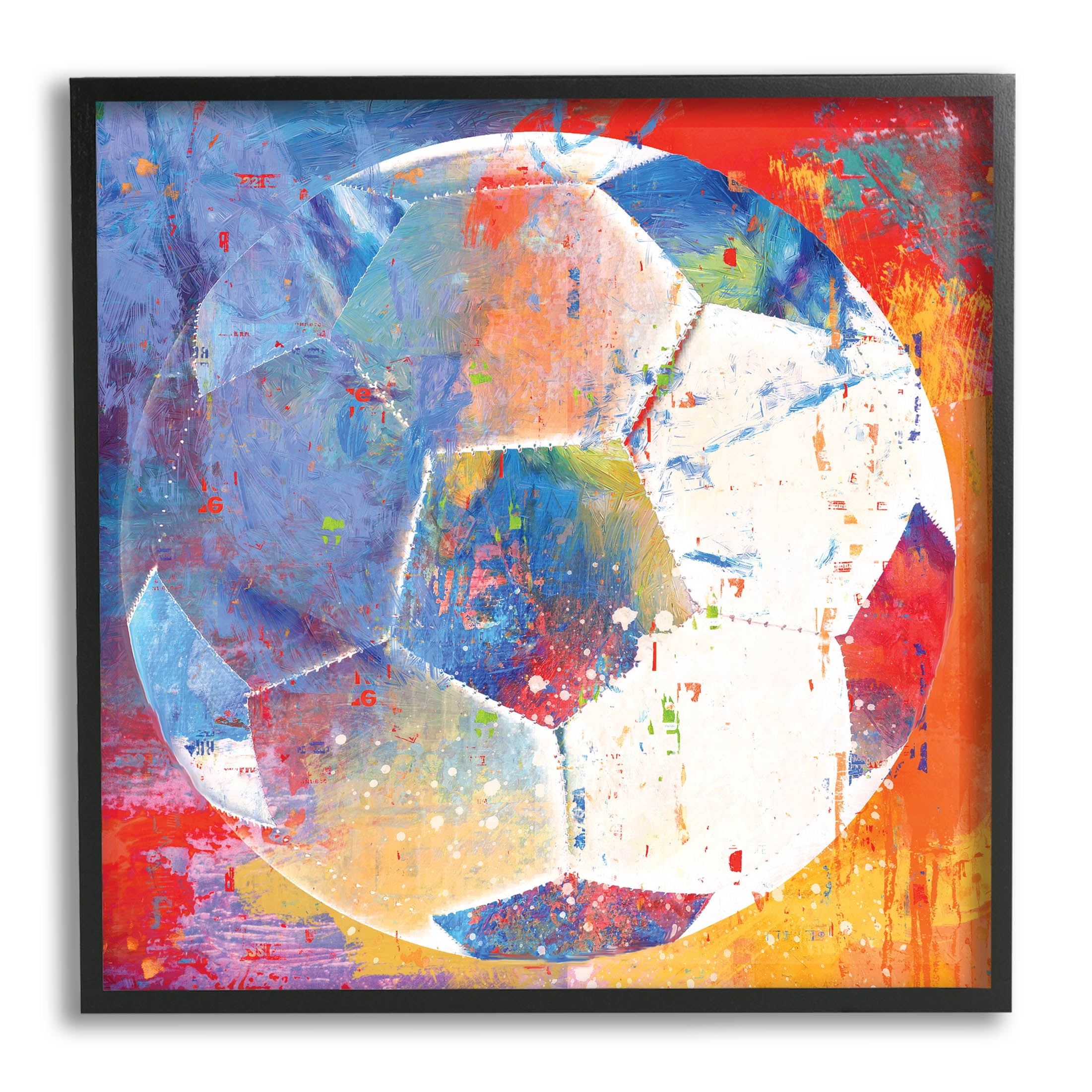 Stupell Industries Modern Soccer Ball Sports Graphic Art Black Framed Art Print Wall Art, Design by Savannah Miller