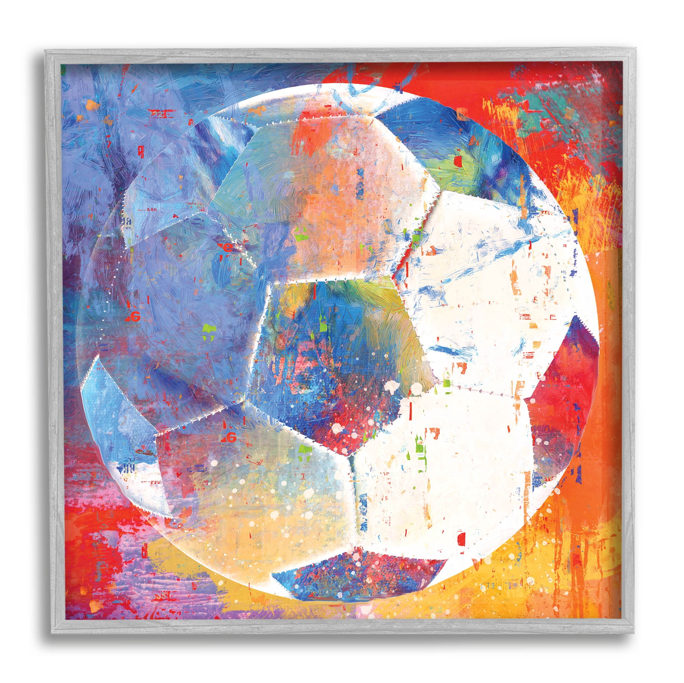 Stupell Industries Modern Soccer Ball Sports Graphic Art Gray Framed Art Print Wall Art, Design by Savannah Miller