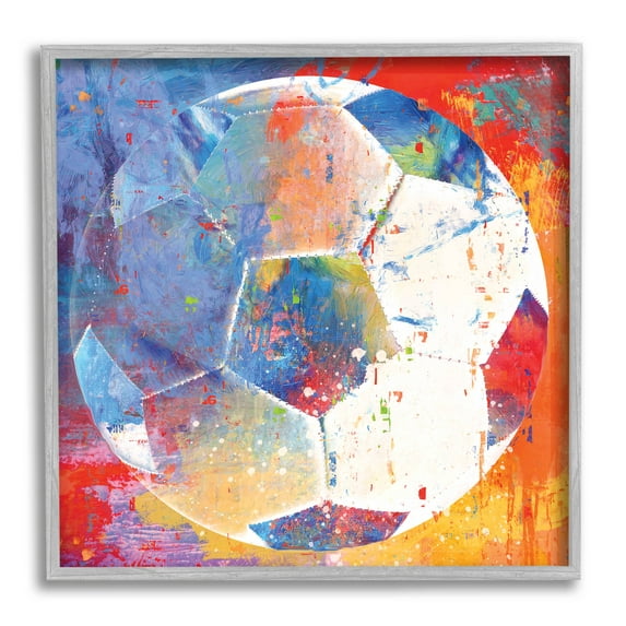 Stupell Industries Modern Soccer Ball Sports Graphic Art Gray Framed Art Print Wall Art, Design by Savannah Miller