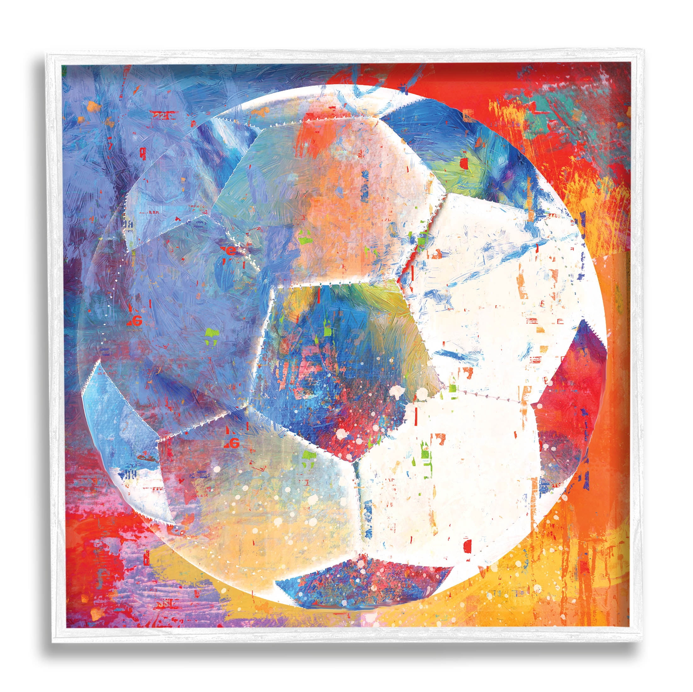 Stupell Industries Modern Soccer Ball Sports Graphic Art White Framed Art Print Wall Art, Design by Savannah Miller