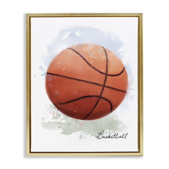 Stupell Industries Modern Soft Pastel Basketball Gold Floating Frame Canvas Art, 25 x 31, by Matthew Piotrowicz