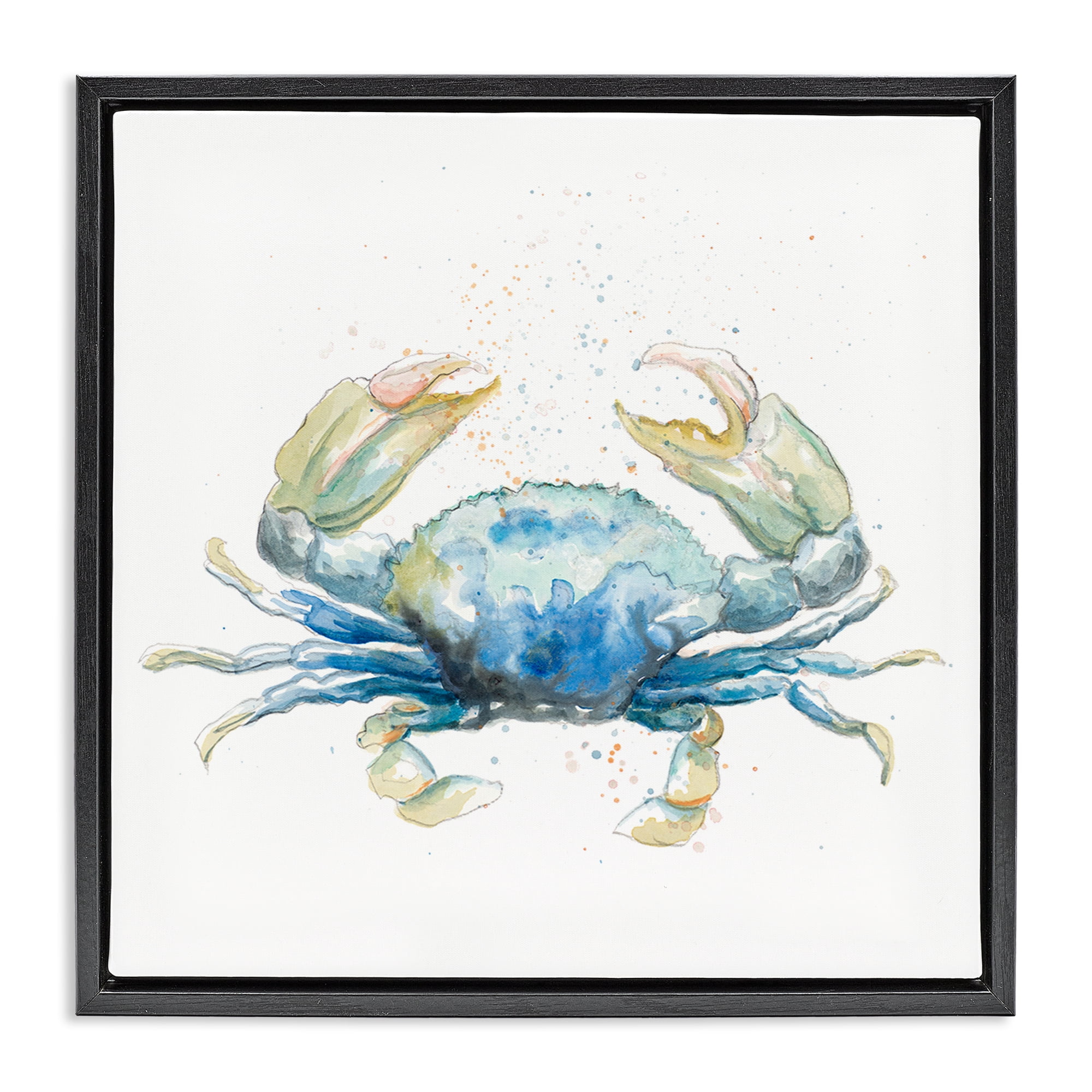 Stupell Industries Modern Speckled Crab Animals & Insects Painting Black Floater Framed Canvas Art Print Wall Art, 25 x 25