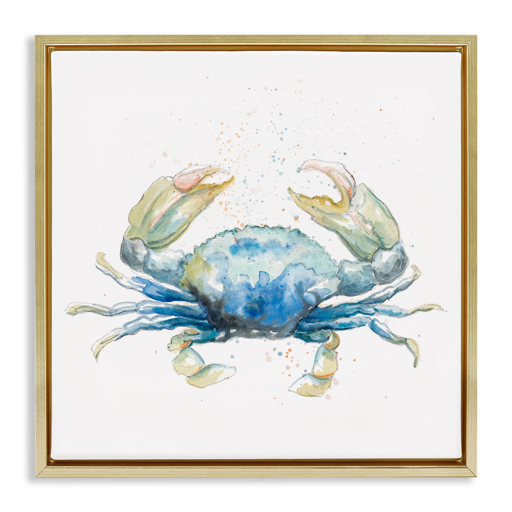 Stupell Industries Modern Speckled Crab Animals & Insects Painting Gold Floater Framed Canvas Art Print Wall Art, 25 x 25