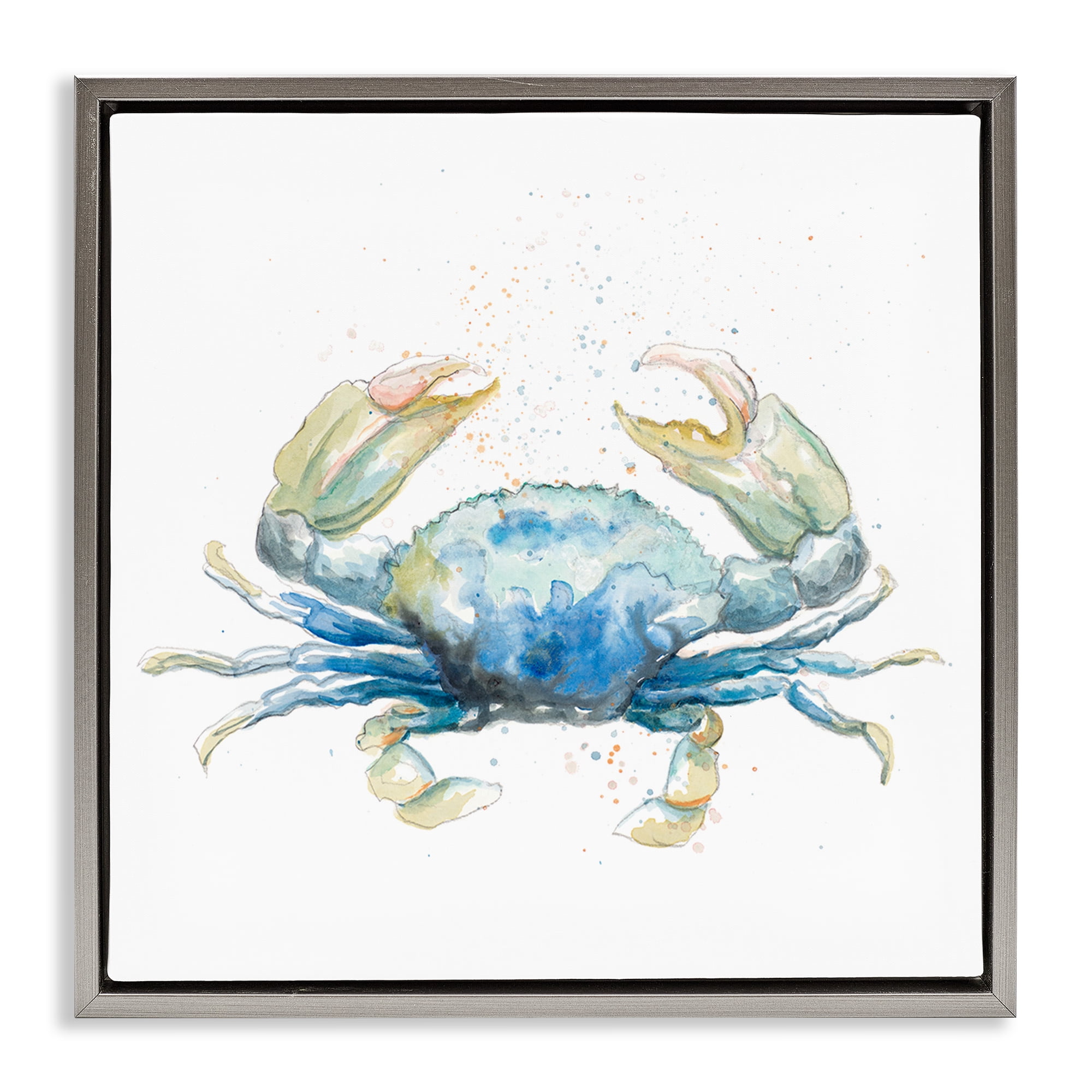 Stupell Industries Modern Speckled Crab Animals & Insects Painting Gray Floater Framed Canvas Art Print Wall Art, 18 x 18