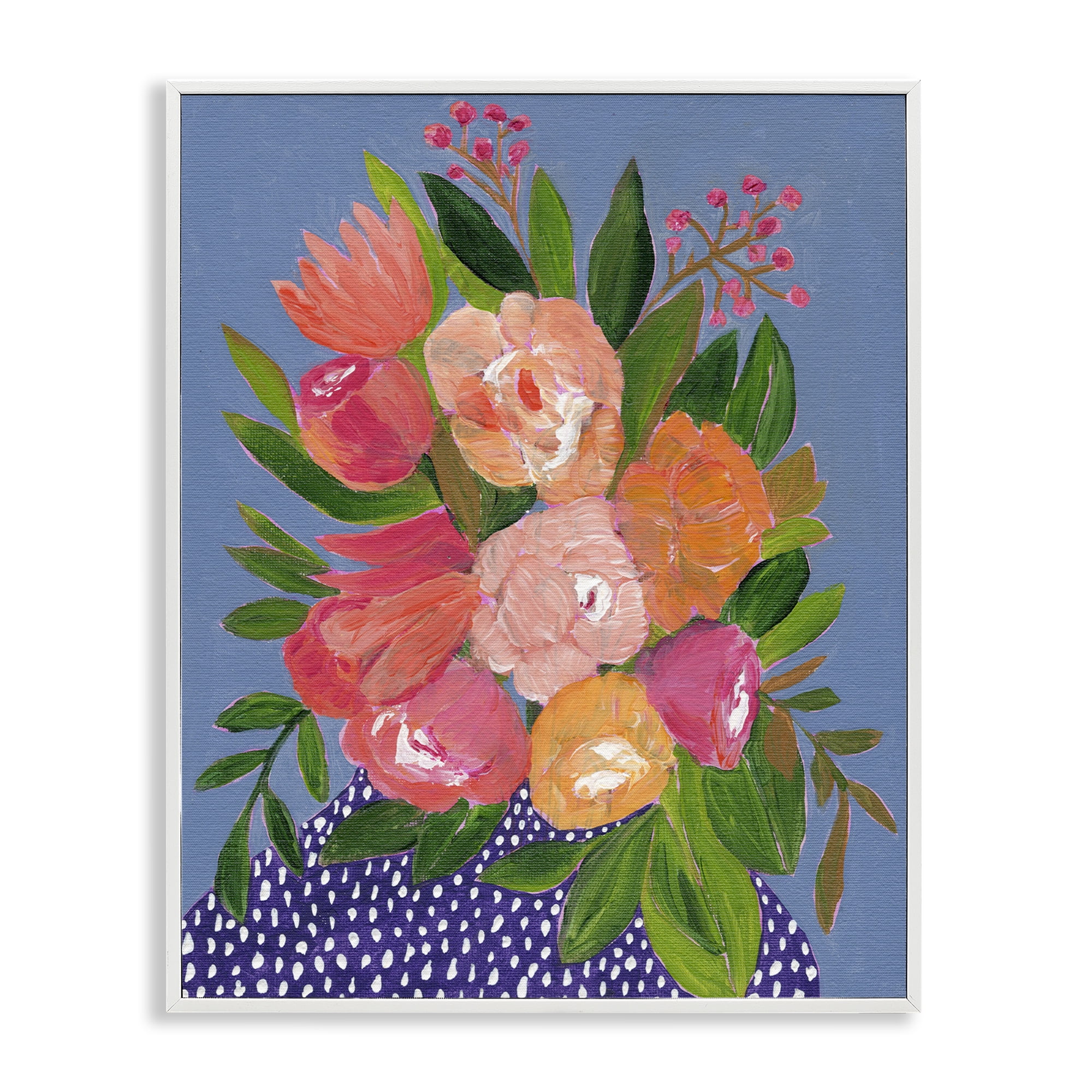 Stupell Industries Modern Speckled Flower Vase Plants & Flowers Painting White Framed Art Print Wall Art, 16 x 20