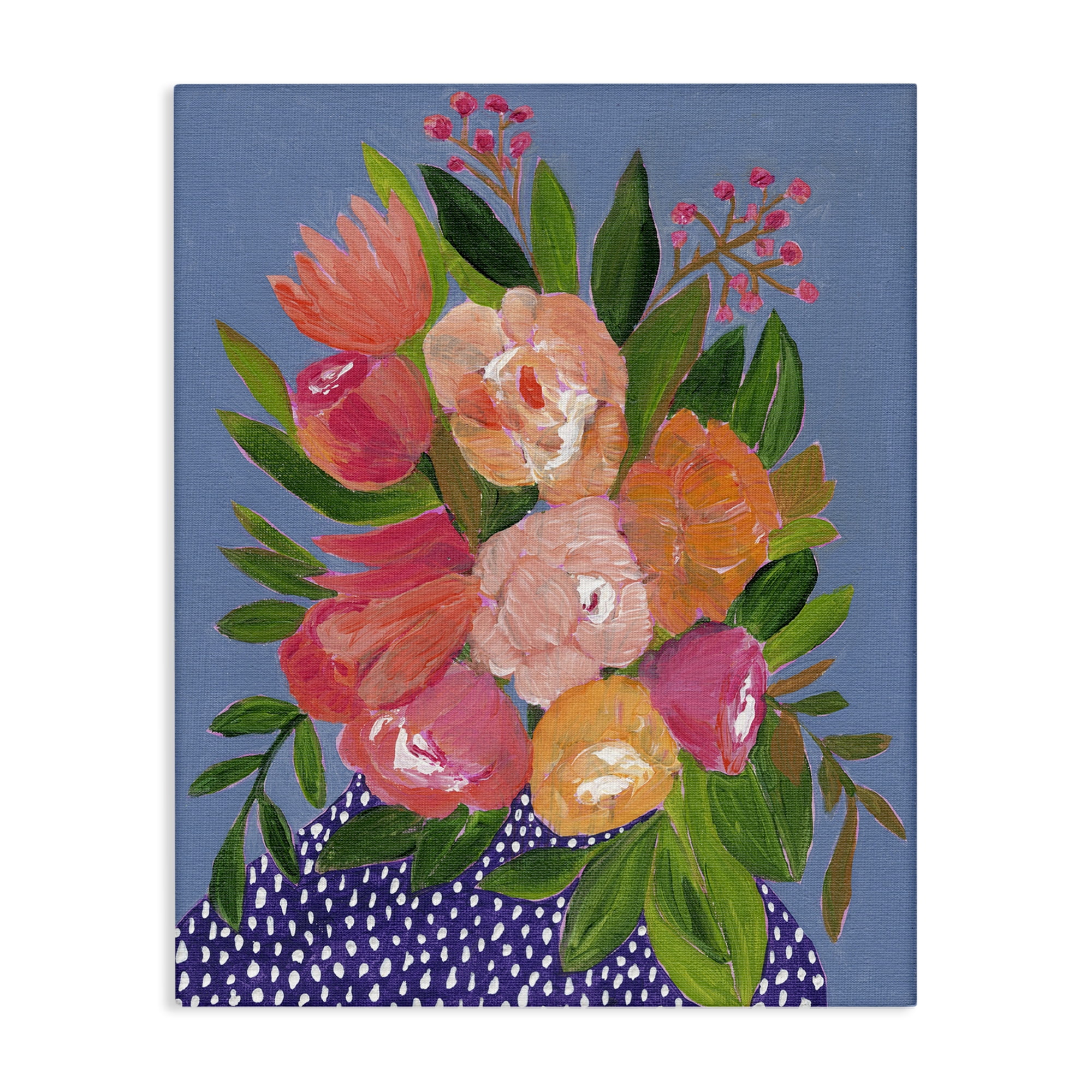 Stupell Industries Modern Speckled Flower Vase Plants & Flowers Painting Wrapped Canvas Art Print Wall Art, 24 x 30