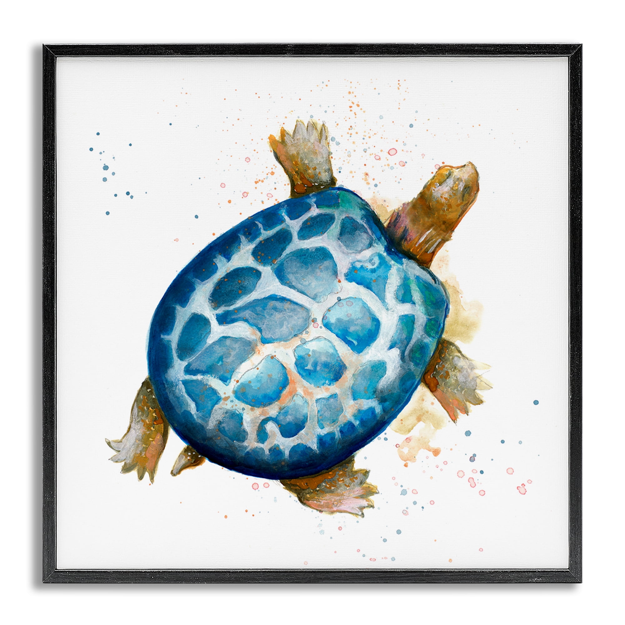 Stupell Industries Modern Speckled Turtle Animals & Insects Painting Gray Framed Art Print Wall Art, 24 x 24