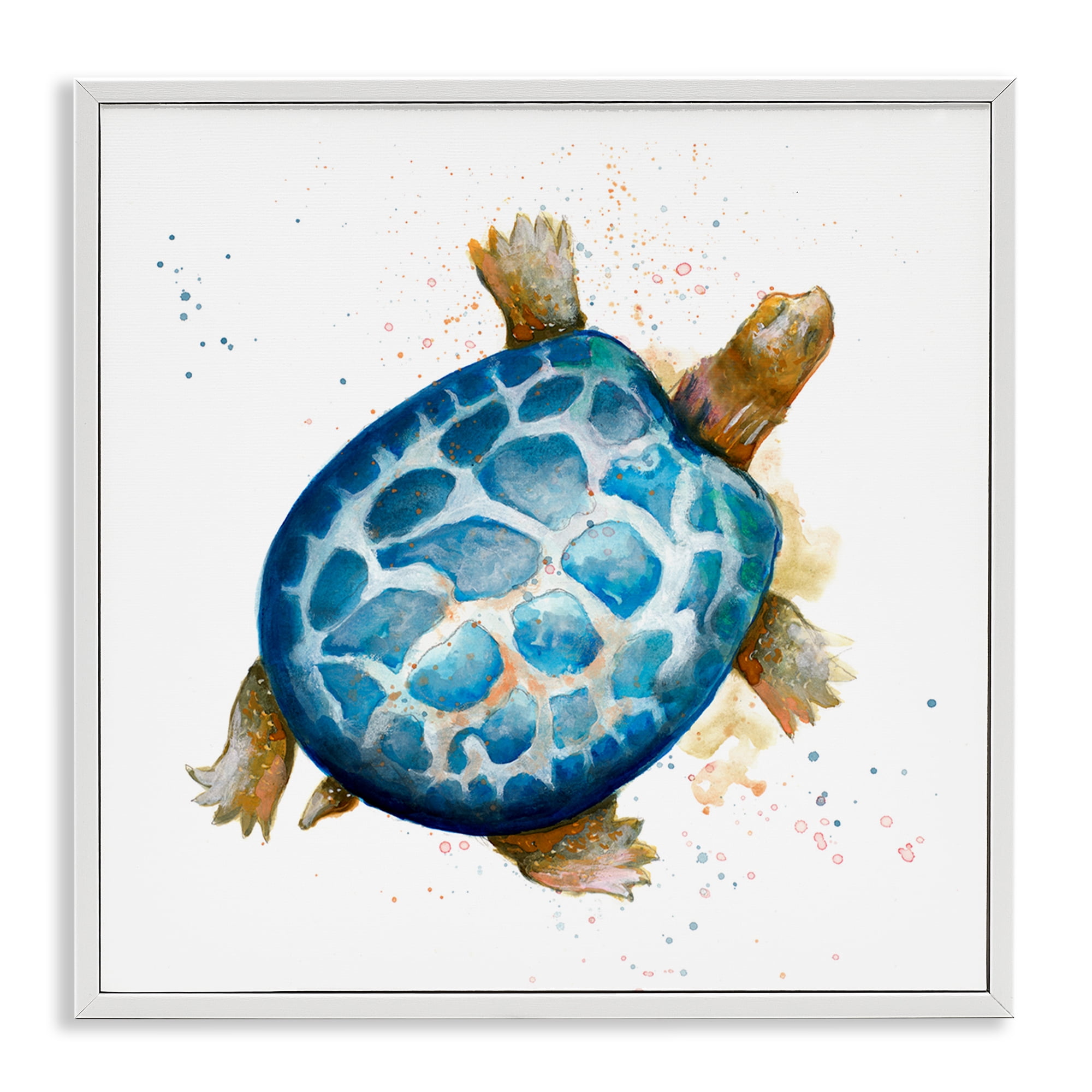 Stupell Industries Modern Speckled Turtle Animals & Insects Painting White Framed Art Print Wall Art, 24 x 24