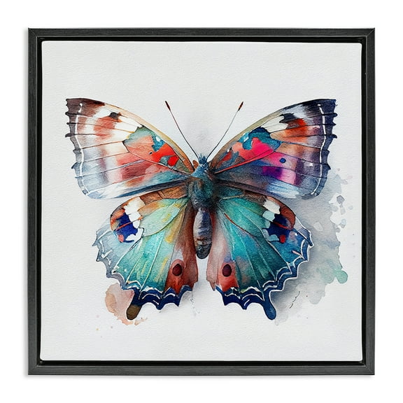 Stupell Industries Modern Splash Butterfly Animals & Insects Painting Black Floater Framed Canvas Art Print Wall Art, 18 x 18