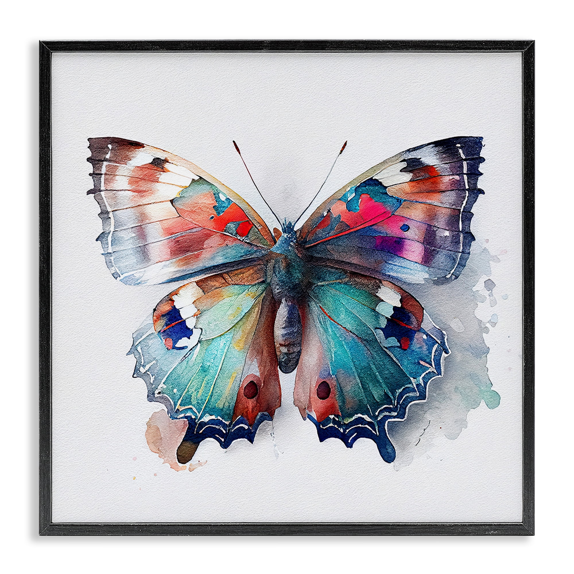 Stupell Industries Modern Splash Butterfly Animals & Insects Painting Black Framed Art Print Wall Art, 12 x 12